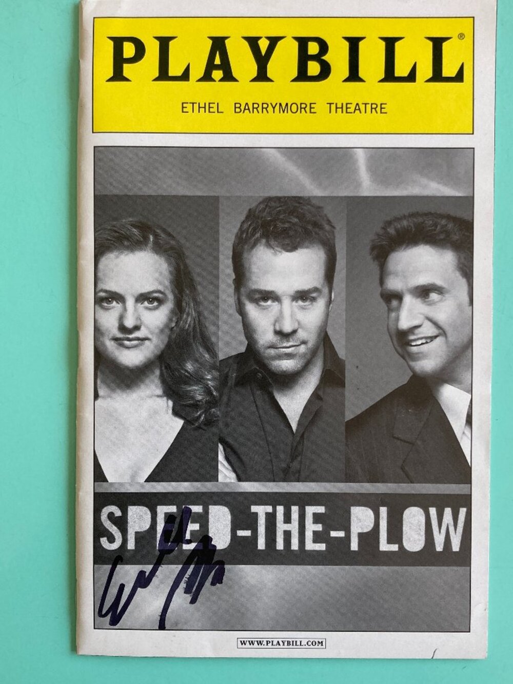 Elisabeth Moss Only Signed Playbill Speed-the-Plow Raul Esparza Open Night